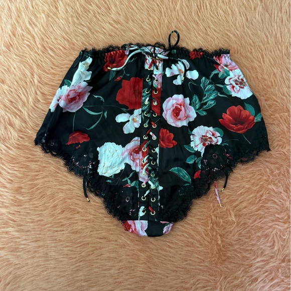 Atelier X Victoria's Secret Satin Lace Black Floral Lace-Up Panty - Picture 9 of 11